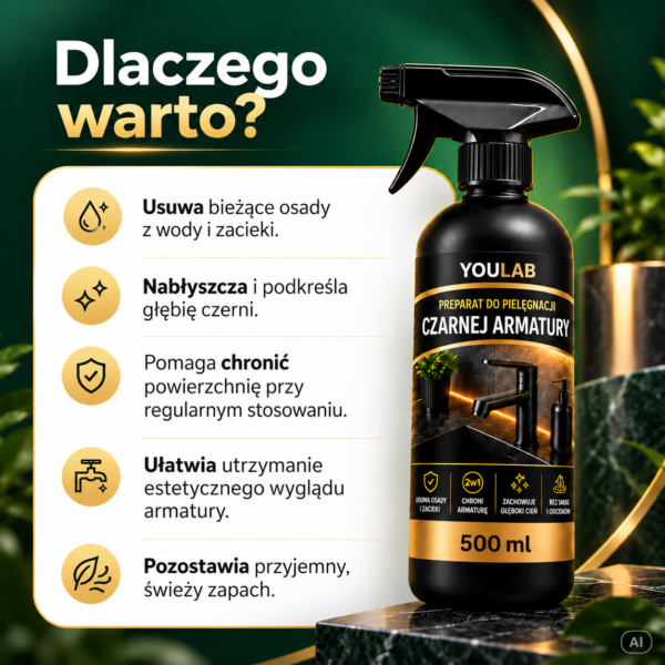 Luksusowy preparat do czarnej armatury Płyn do czarnej armatury 500 ml – usuwa osady i nabłyszcza