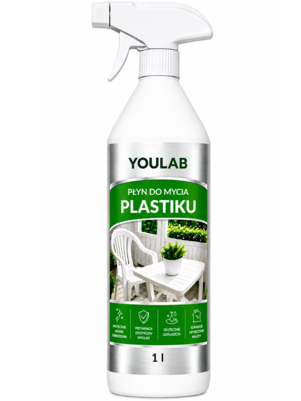 Projekt bez nazwy (9) Płyn Do Mycia Plastiku PCV Usuwa Brud z Mebli Ogrodowych i Donic 1L