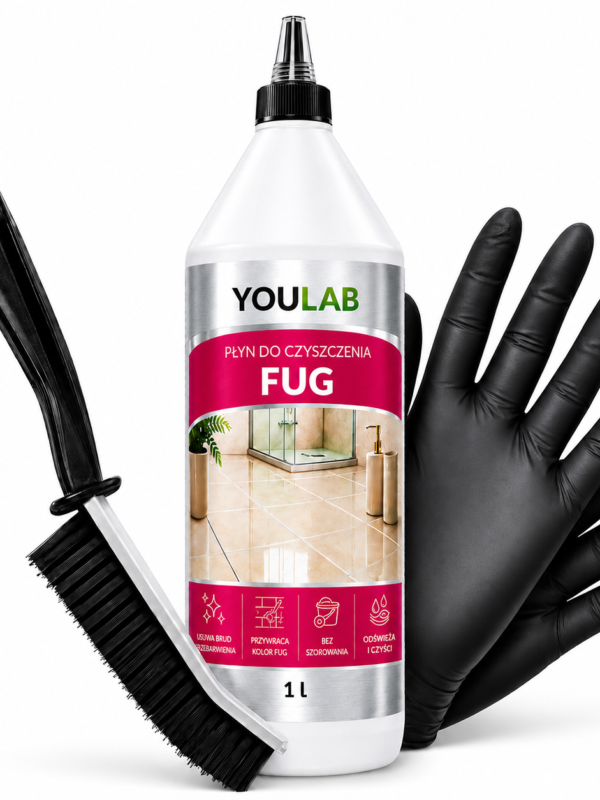 fugi gratis Płyn do czyszczenia fug 1L Bez Szorowania + Szczoteczka + Rękawiczki GRATIS